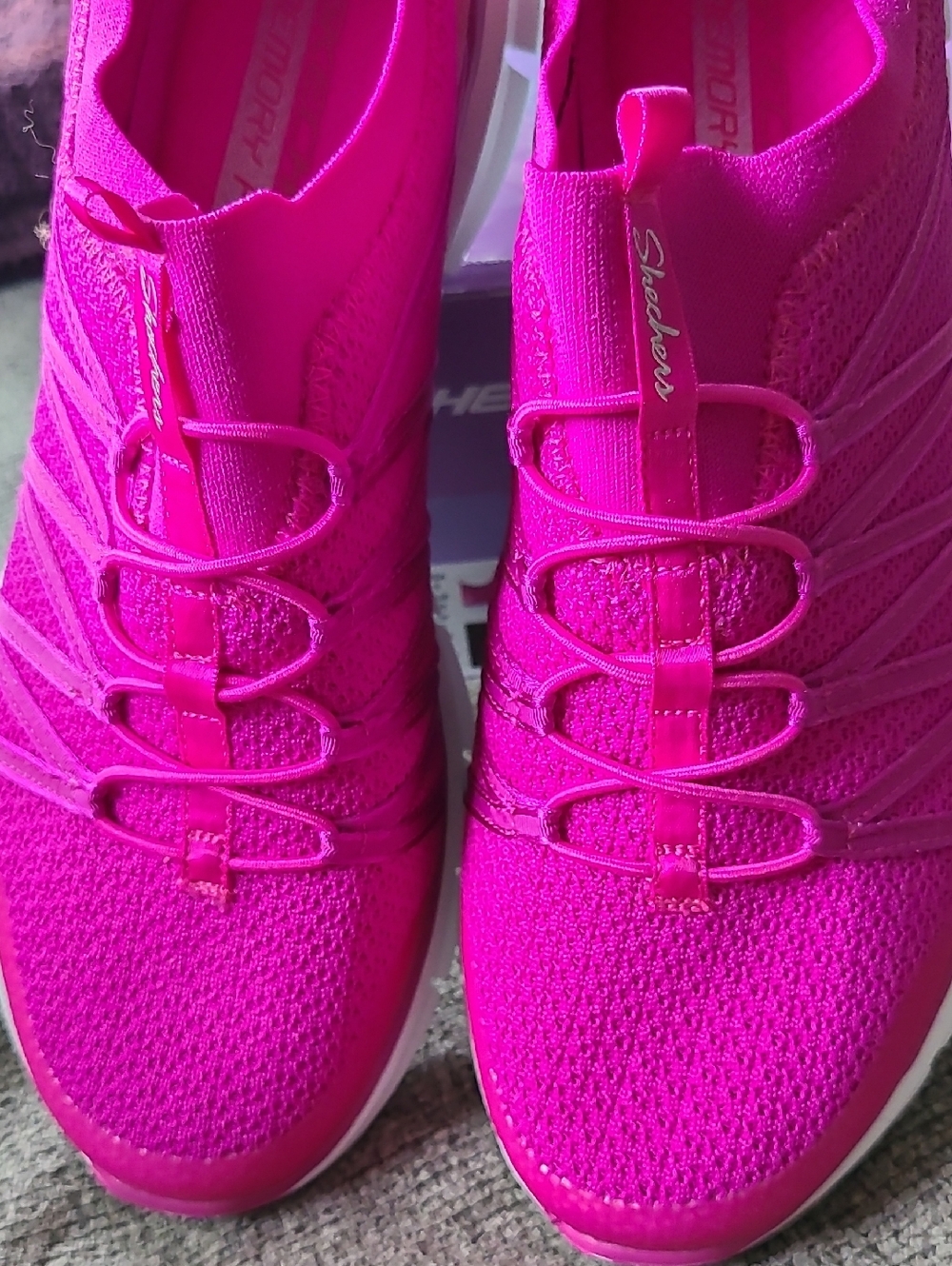 Skechers Women's Hot Pink Knit Slip-On Sneakers Size 9 - Picture 10 of 11